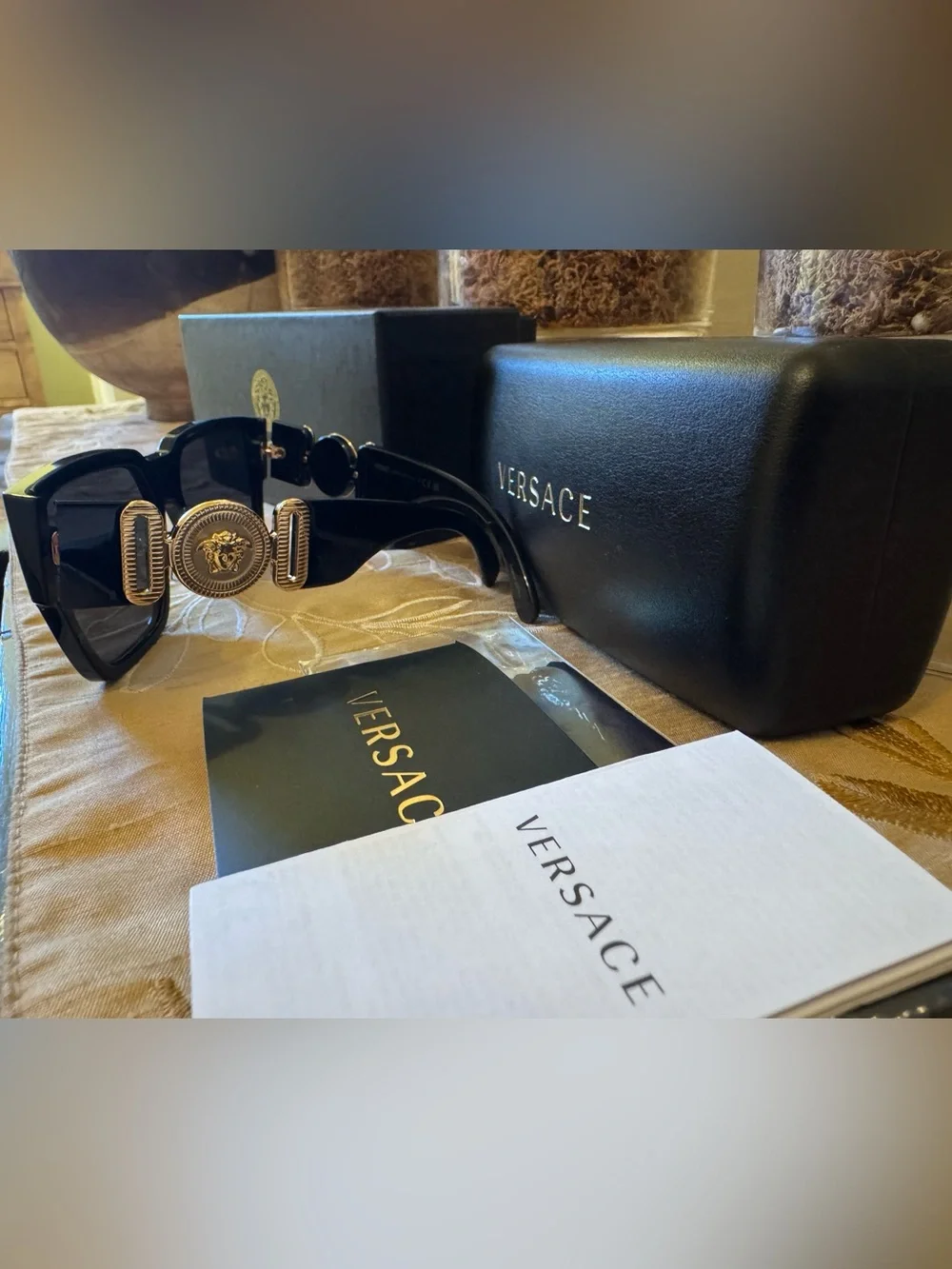 Versace Black Unisex Sunglasses with Dark Lenses